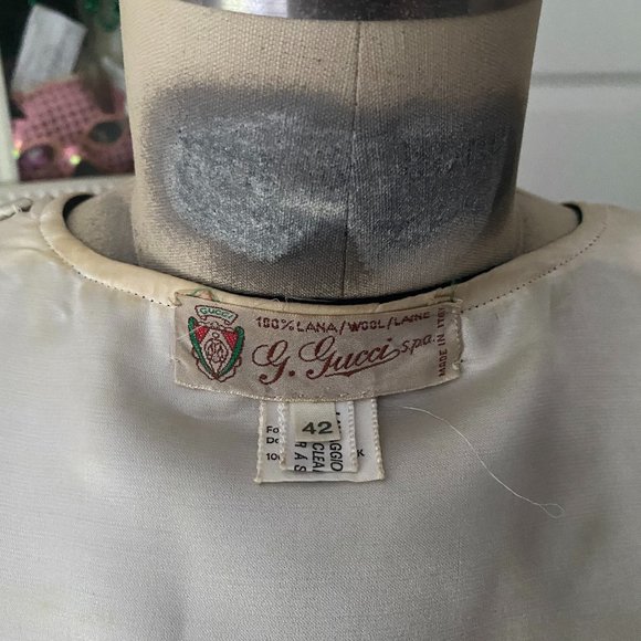 VINTAGE Gucci BLACK Wool Satin Silk Lined Draped Wrap Blazer Jacket 42 MEDIUM - Picture 10 of 11